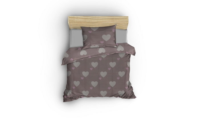 L'essentiel linge de maison Herz - Juego de funda de edredón individual Dusty Rose